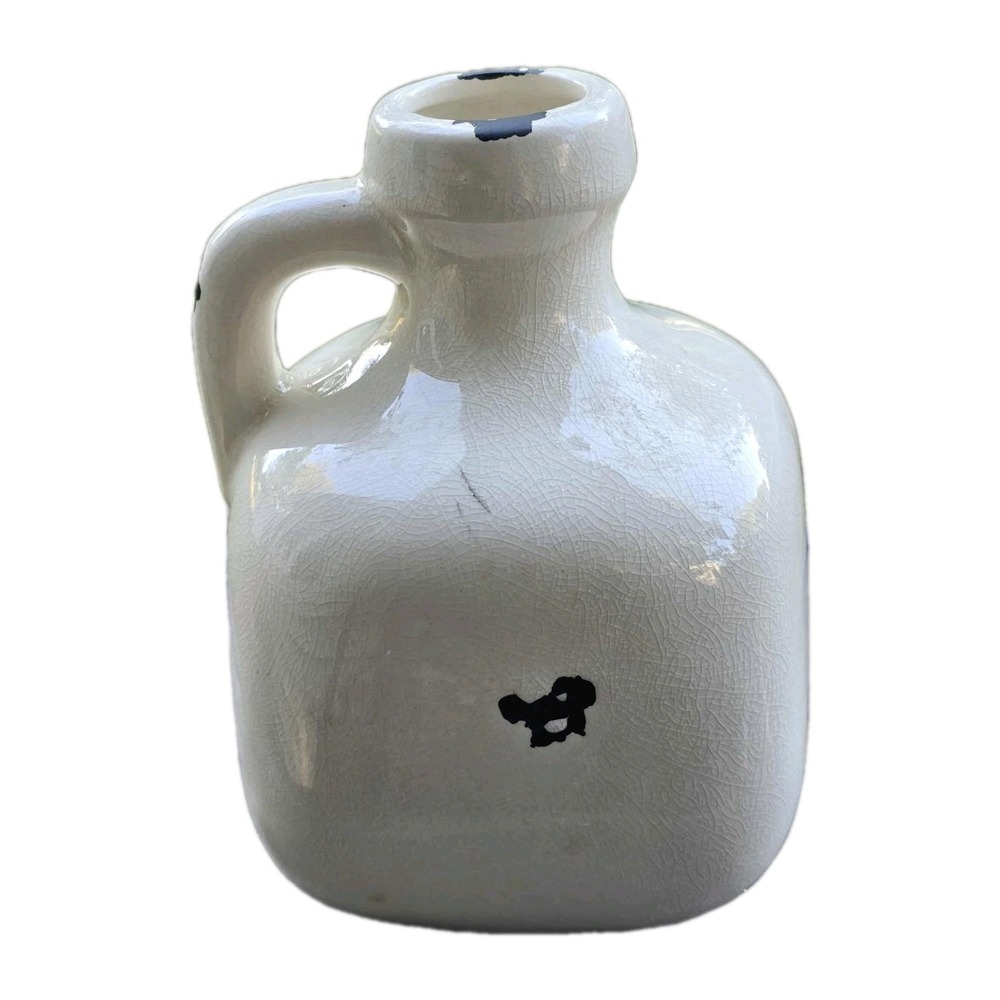 🌿 Vintage Farmhouse Ceramic Decorative Jug Vase  Off-White Crackle Glaze Rustic